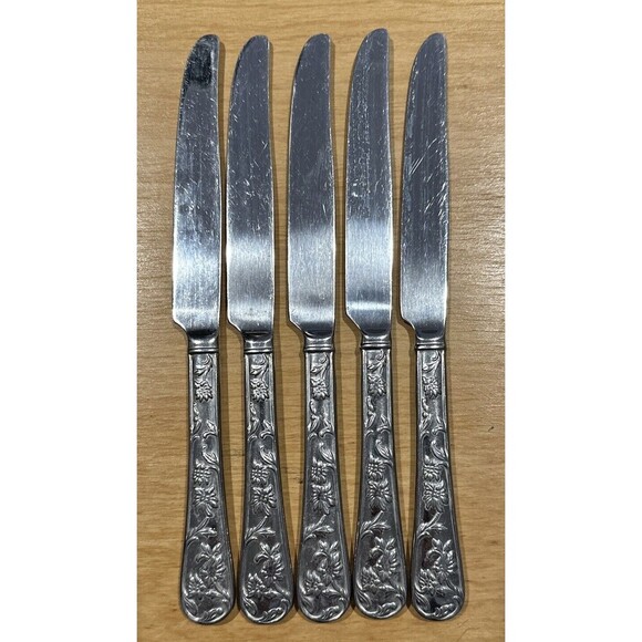 Reed & Barton QUEEN'S GARDEN Butter Knives Set Of 5 Stainless Flatware - Picture 1 of 4